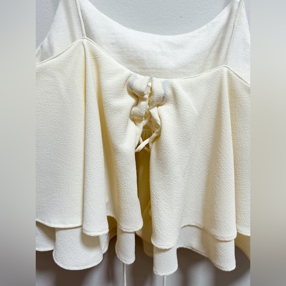 Free People ivory lace back flowy white tank top crop top medium boho beach cute - Picture 4 of 8